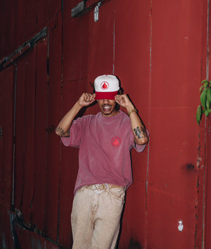 RED TRADEMARK SNAPBACK